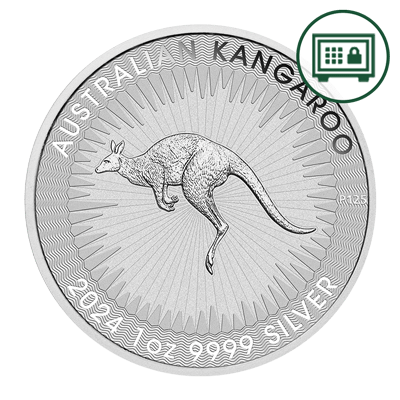 A picture of a 1oz Silver Australian Kangaroo (2024) - Secure Storage